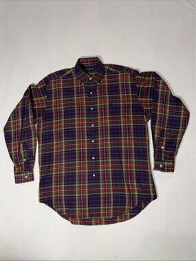 Ralph Lauren Blake Long Sleeve Plaid Button Up Shirt Mens Sz M Blue Green Red